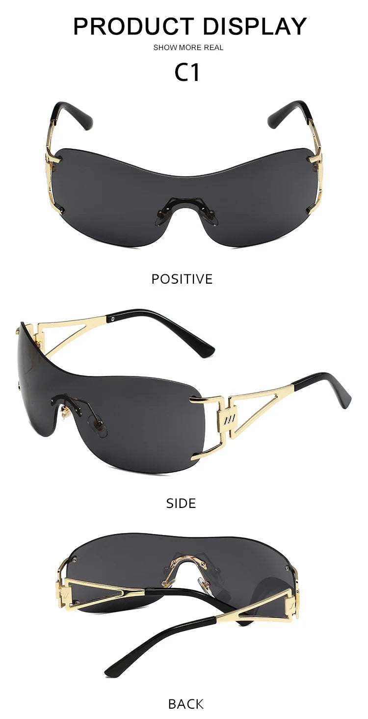Milano Y2K Gold – Frameless Integrated Sunglasses