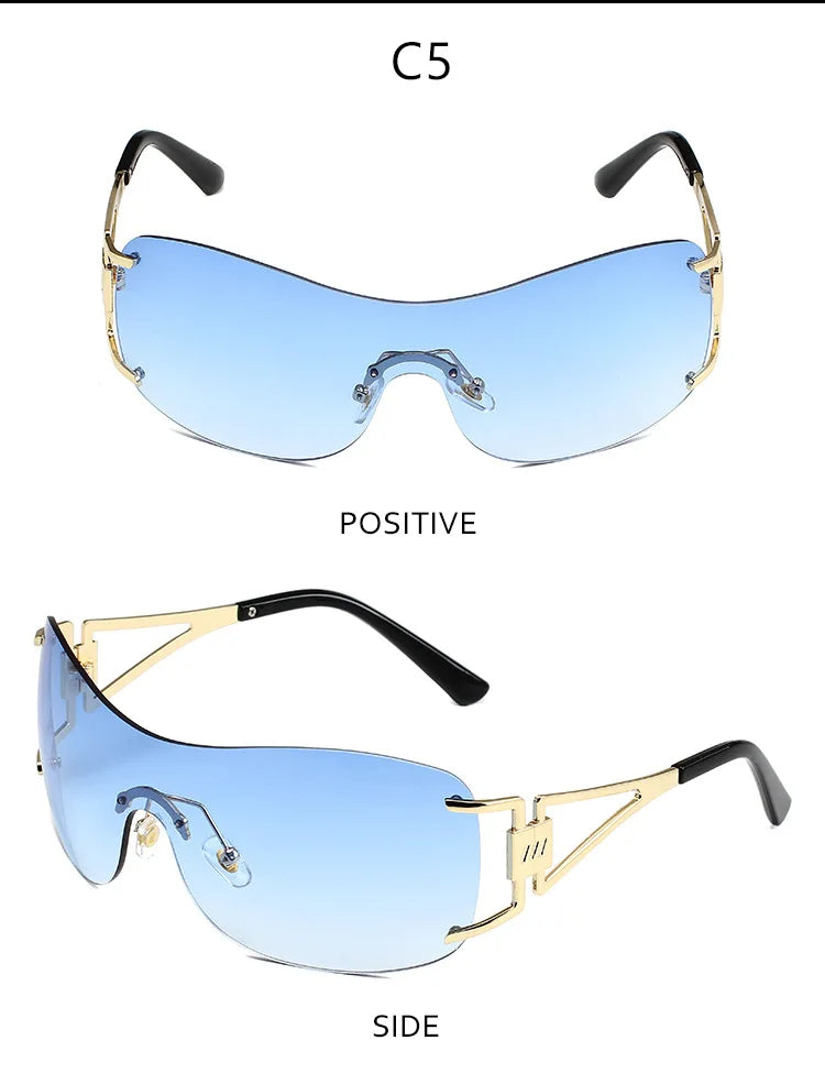 Milano Y2K Gold – Frameless Integrated Sunglasses
